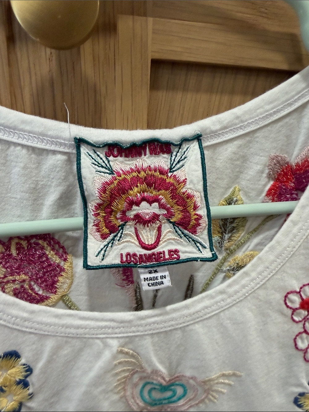Johnny Was White Tank Top with Multicolor Floral Embroidery - Picture 2 of 4